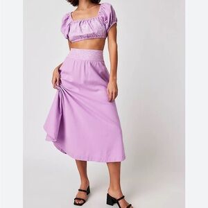 Free People Purple Midi lotus Skirt Set size medium